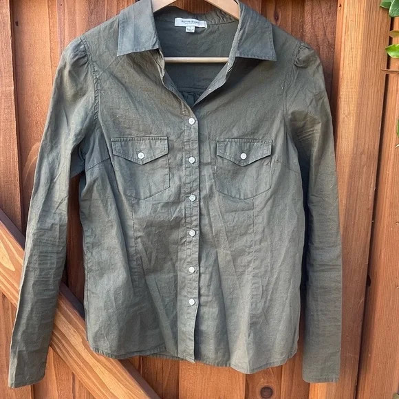 Women’s Active Basic Olive Army Green Collared Ca… - image 1