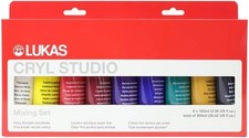 LUKAS Cryl Studio Acrylic Paint Set, 6 x 20ml Assorted Colours, For Entry-Level