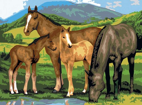 Junior Large Paint By Number Kit 15.25"X11.25" Horse & Foals - Picture 2 of 2