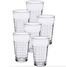DURALEX PRISME TUMBLER GLASSES SET OF 6 BREAK RESISTANT GLASS 16.8 OZ NEW NIB