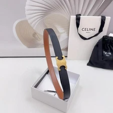 Celine Women's Brown-Black Reversible Belt, Size 85