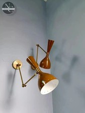 1950's Brass Mid Century Wall Sconce Stilnovo Italian Light Vanity Lights