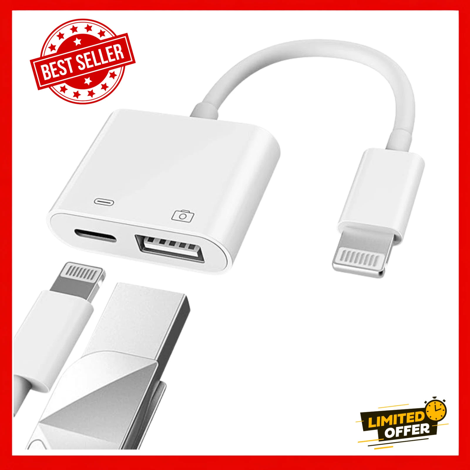 Male to USB Female Adapter OTG and Charger Cable for iphone U.S. inventory