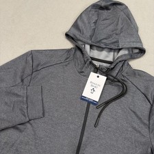 Penguin Sport Full Zip Midweight Hoodie Mens M Dark Caviar Heather Gray NEW 95