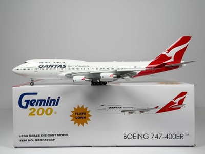 Qantas Airways Boeing 747-400 1:200 Gemini Jets VH-OEH (G2QFA734F) (Flaps Down