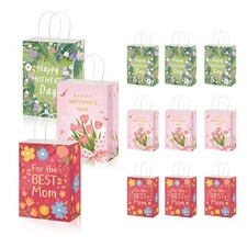 JUESMOS 12PCS Happy Mothers Day Gift Bags 8.3" Medium Mother's Day Gift Bag w...