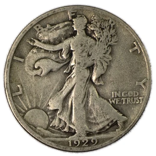 1929-D Walking Liberty Silver Half Dollar Fine FN F