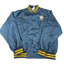Vintage Satin Jacket Men XXL Blue Yellow Bomber American Legion Made In USA 80s
