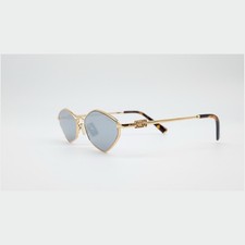 Miu Miu SMU 56Z Blue Gold Grey Women Cat Eye Thin Metal Sunglasses