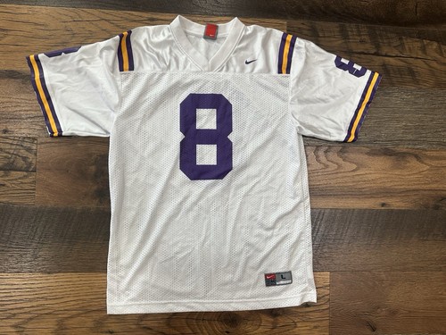 LSU Tigers Nike Team Football Jersey Size L White #8 Y2K Vintage Baggy