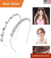 Delicate Silver Flower Headbands with Rhinestones Pearls - Perfect for Bridal