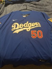 Nike Los Angeles Dodgers Mookie Betts #50 2020 World Series Jersey Blue Mens 48
