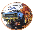 Vintage Mopar Plymouth Porcelain Sign - Road Runner Auto Shop Gas Pump Sign
