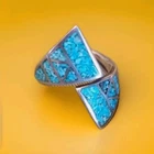 Vintage Turquoise Sterling Silver Ring, Adjustable Size 6-10, 6g total, blue