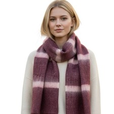 Burgundy and Cream Extra Long Knit Scarf Winter Scarf a.n.a.