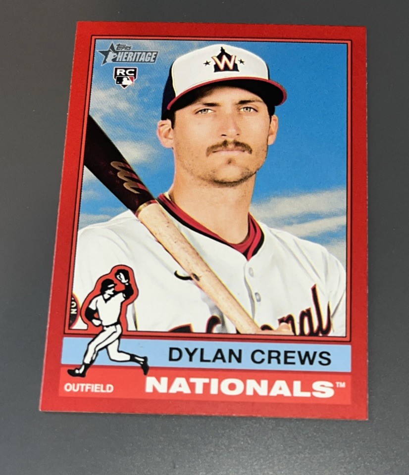 Dylan Crews 2025 Topps Heritage Red Border Rookie #247 Washington Nationals