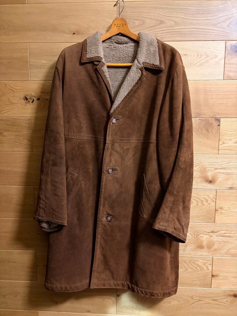 Genuine leather shearling coat suede boa jacket M size used