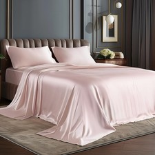 BEDELITE Full Size Satin Sheets Set - Pink Silky Soft for Hair & Skin Care