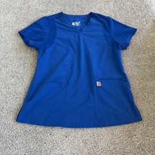 Carhartt Scrub Shirt Pants Set Womens M Blue Modern Fit Pockets Logo Workwear