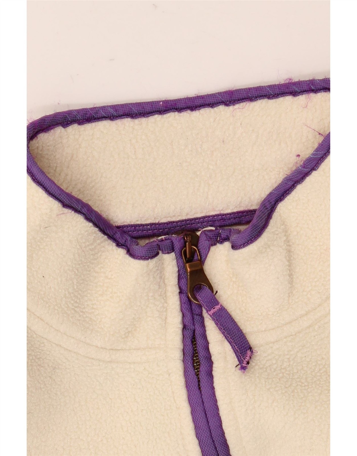 Think Pink Womens Oversized Zip Neck Fleece Jumper UK 14 Medium Off White AO19 thumbnail 3