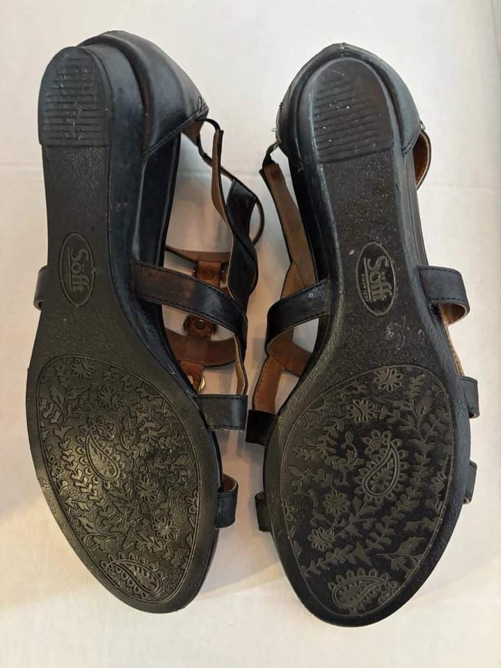 Sandalias Sofft Mujer 9 Rio Cuña Cuero Marrón Gladiador Espalda Cremallera Zapatos 052 Foto 3 de 4