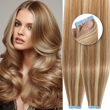Tape in 200G Russian Remy Human Hair Extensions Skin Weft Full Head Highlight