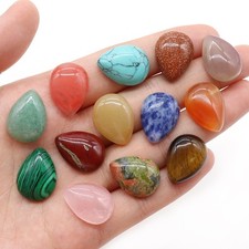 20pcs 15x20mm Mixed Natural Stone Teardrop CAB CABOCHON for DIY Jewelry Making