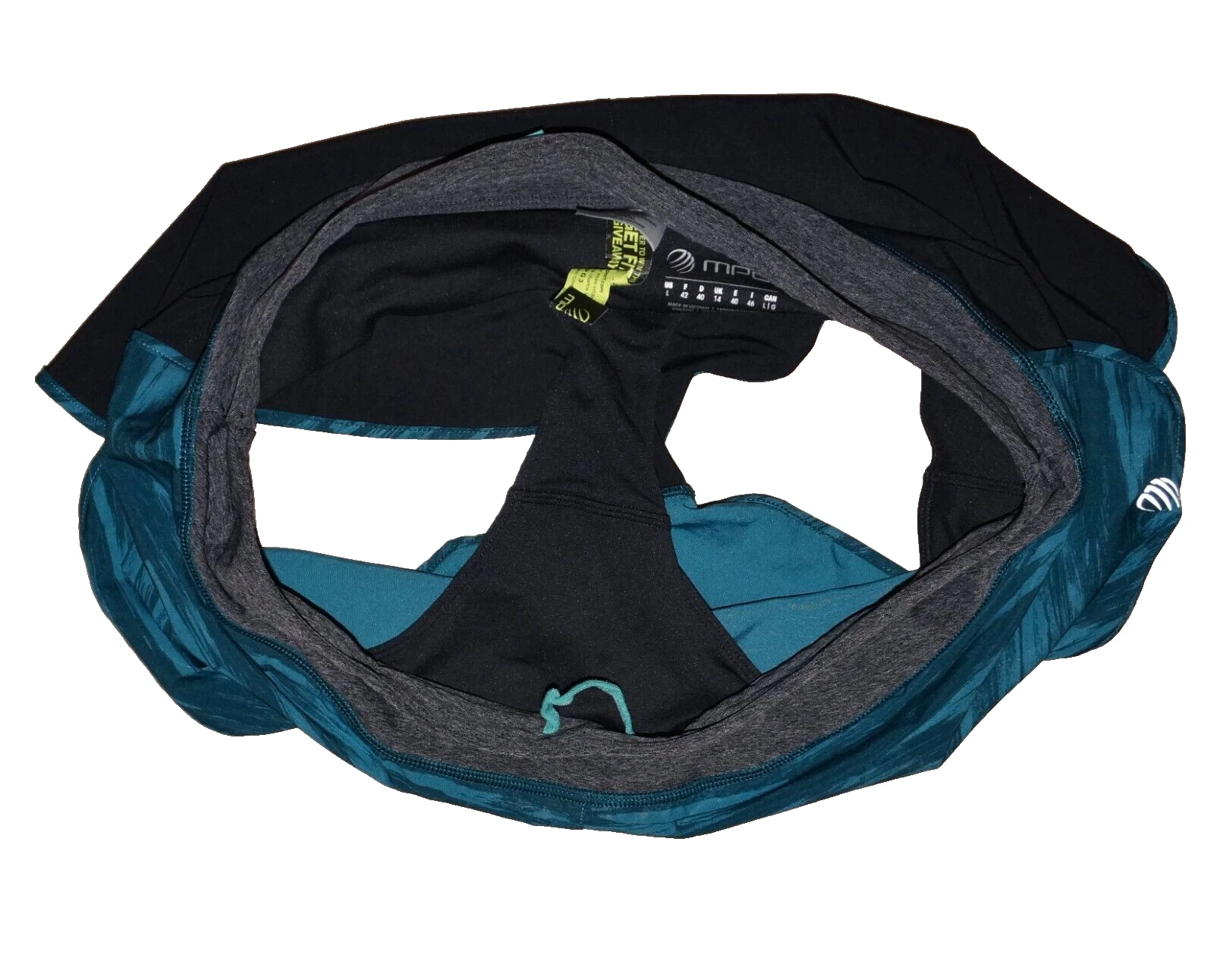 mpg aqua-teal gray athletic running shorts