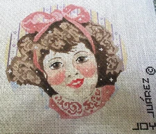 VICTORIAN GIRL DOLL FACE JOY JUAREZ HP HAND PAINTED NEEDLEPOINT  CANVAS