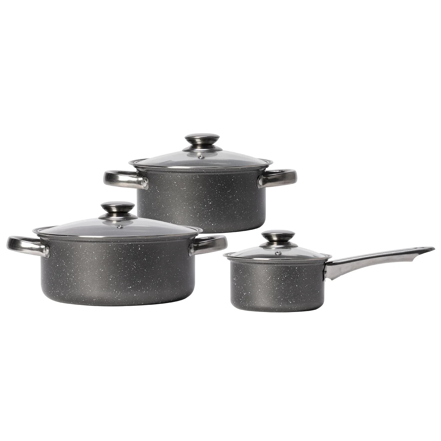 Batteria di Pentole 6 Pezzi Acciaio Inox Antiaderente