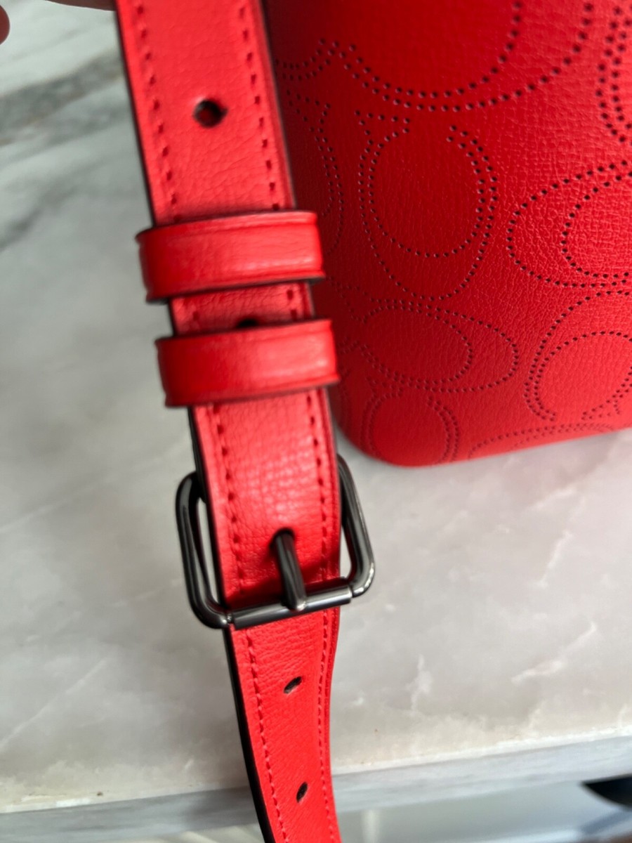 バッグ Coach Signature Bucket Bag Leather Red Coach 1008 Miami Red Large Town Bucket Bag Signature