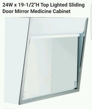 24 inch Lighted Sliding Mirror Medicine Bathroom Cabinet 3 lights New