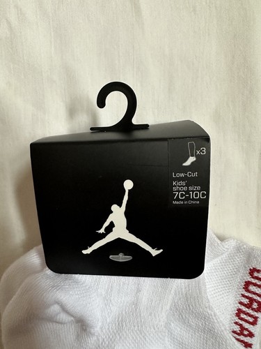 Nike Jordan Jumpman No-Show Kids Socks 3 Pack Sz 7C-10C White Red FREE SHIP - Picture 4 of 4