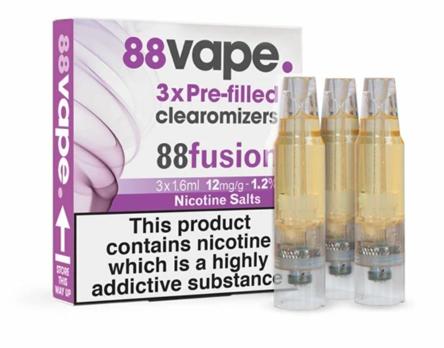 88 Vape Clearomizer Pre Filled CE4 E-Liquid 12mg Pack Of 3 Fusion 1.6ml