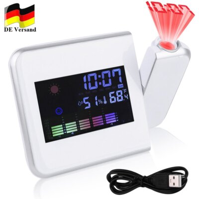 Digital Wecker LED Projektionswecker Temperatur Alarm USB Projektor Wecker DHL