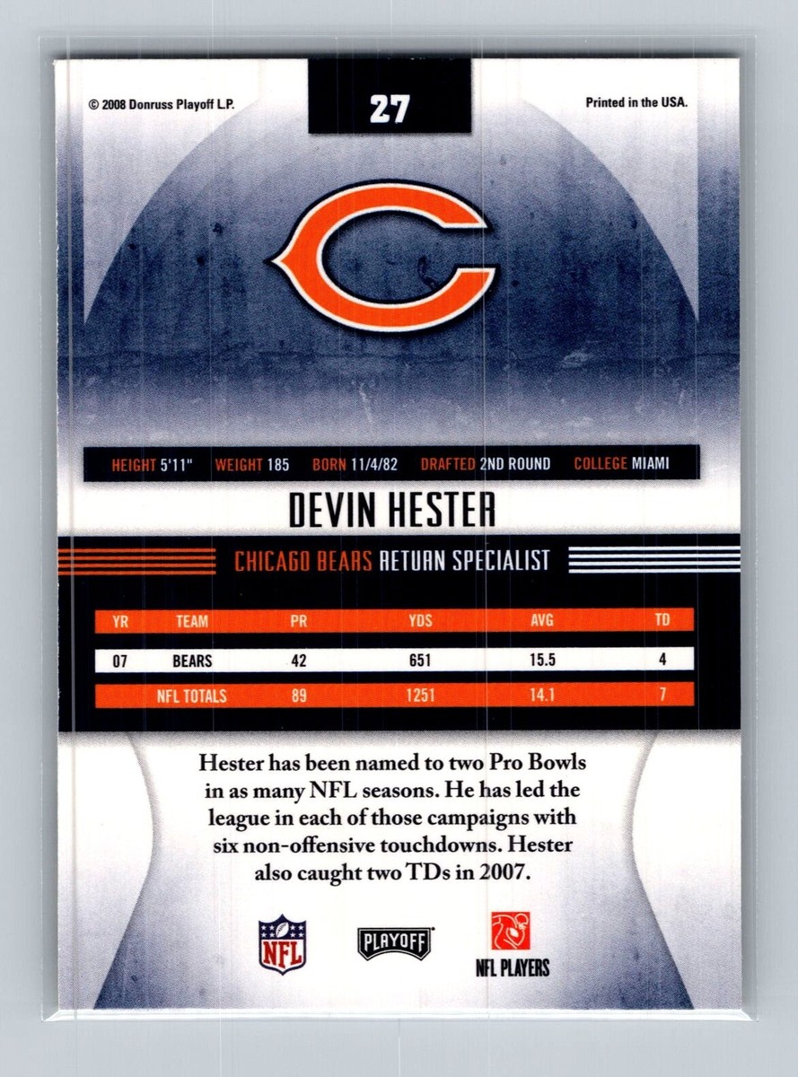 2008 Absolute Memorabilia #27 Devin Hester Chicago Bears Football