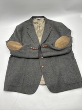 Vintage CANYON RIDGE Blazer Mens 44 Plaid 100% Pure Wool Elbow Patch MADE IN USA
