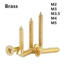 M2 M3 M3.5 M4 M5 Brass Phillips Cross Countersunk Flat Head Self Tapping Screws