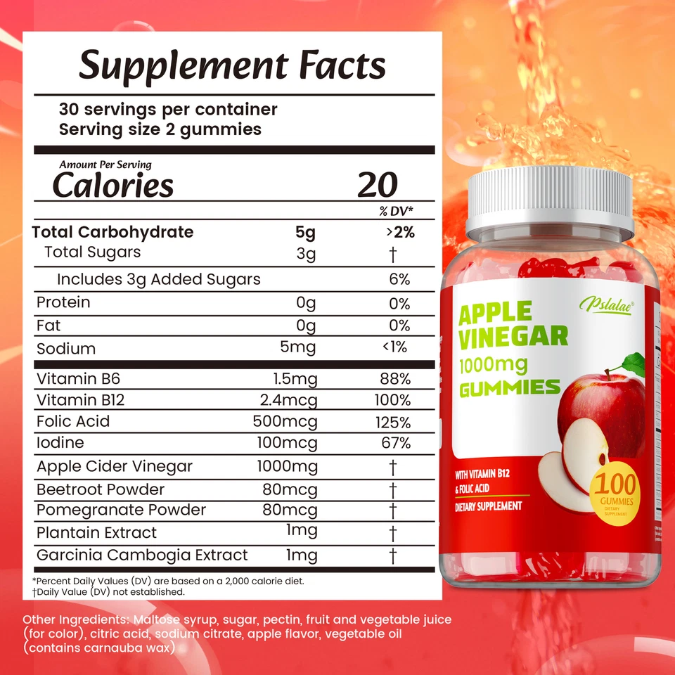 Apple Cider Vinegar Gummies - Fat Burner, Fast Weight Loss, Detox Cleanse - Image 2 of 4