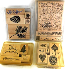 Lot STAMPIN UP Ornaments REINDEER Pinecones Holiday Print CHRISTMAS Stamps