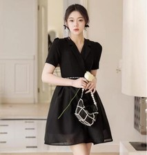 Trendy V Neck hubble-bubble sleeve Diamante A-line Mini Gown Party Evening Dress