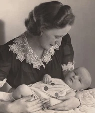 Mother Holding Baby Portrait Woman Child Family Moment 1940s