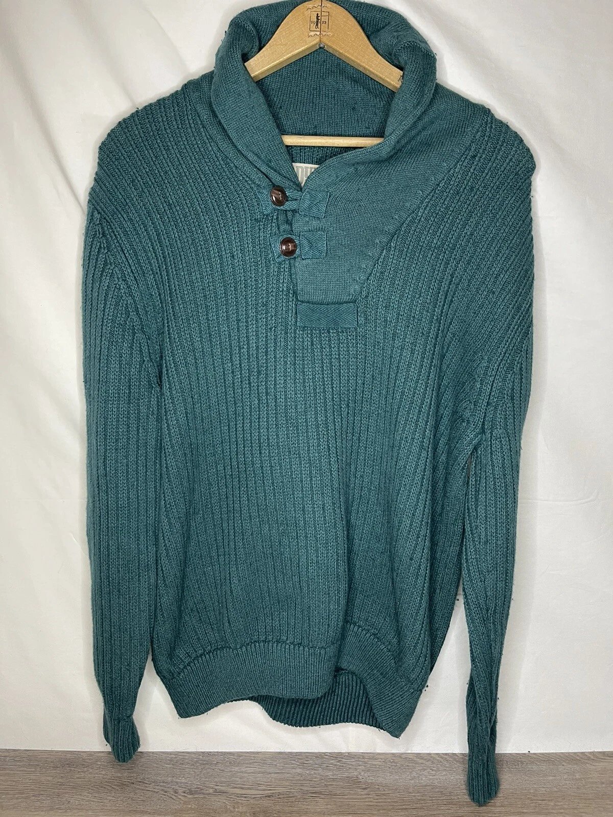 Duluth Trading Co. Green High-Neck Infantry Cotton Wool Sweater Men's Large