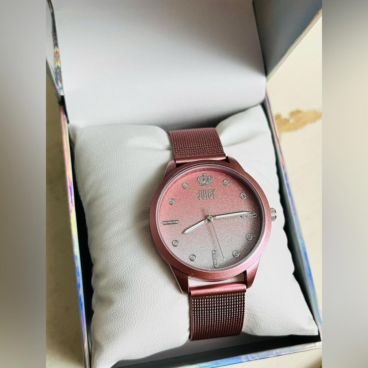 Juicy Couture Black Label Women\'s Pink Glitter Watch NWT Juicy Couture Pink Wristwatches for sale | eBay main image 4