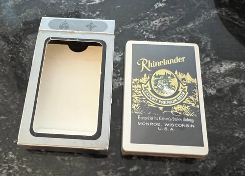 B) RHINELANDER BEER PLAYING CARDS UNOPENED COMPLETE DECK JOS HUBER BRG MONROE WI