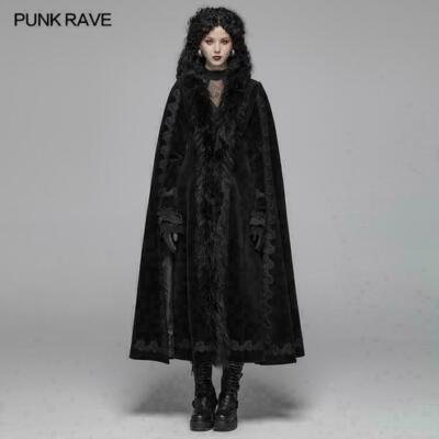PUNK RAVE Women Gothic Vintage Trench Gorgeous Long Trench  Cosplay Coats Cape