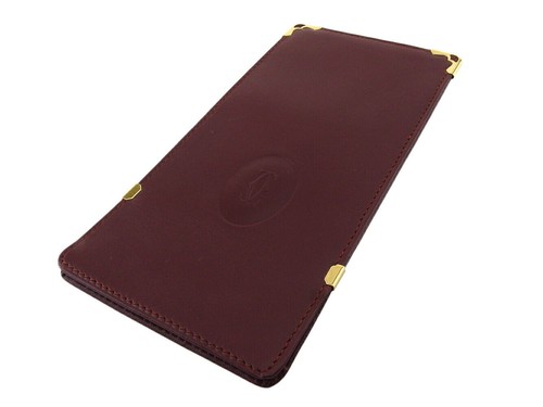Cartier Glasses Case Mastrin Bordeaux Leather Authentic USED T20053 - Picture 3 of 6