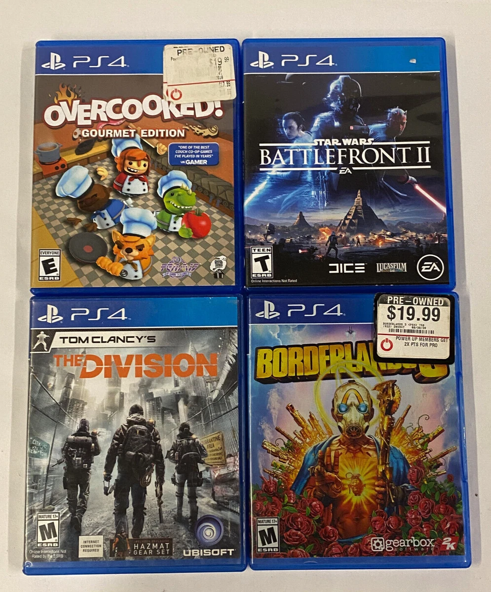 Lot of 4 PS4 Games Overcooked Battlefront 2 Tom Clancy Division