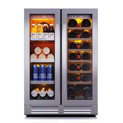 Ca'Lefort 24'' Wine Cooler&Beverage Refrigerator 2 In 1 Dual Zone Home/Bar