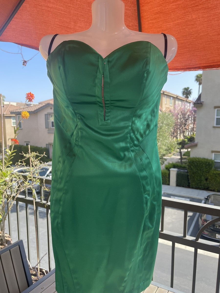 Bebe green Madison saton Hookeye Dress New NWT $139 sz XS | eBay